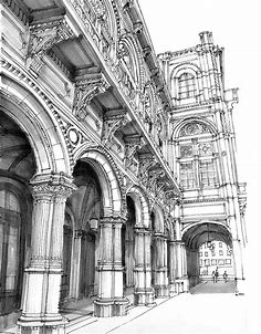 Stephen Travers | Architecture drawing, Monochromatic artwork, Photo reference