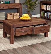 Image result for Dark Wood Coffee Table with Shelf