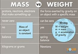 Image result for Weight and Mass Relationship