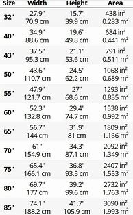 Image result for 55-Inch TV Measurements