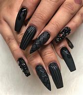 Image result for Matte Black Pattern Nails