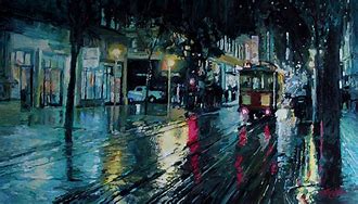 Image result for Rainy Night Painting