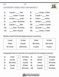 Image result for Yard Feet Inches Worksheet