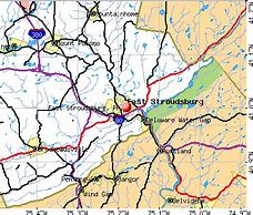 Image result for Map of NJ Border East Stroudsburg PA