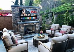 Image result for Small Back Yard with TV