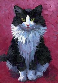Image result for Tuxedo Cat Painting