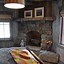 Image result for Stacked Stone Corner Fireplace