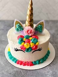 Image result for Two Layer Light Blue Unicorn Cake