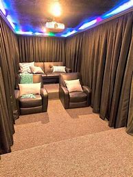 Image result for Small Home Theater with 75 Inch TV