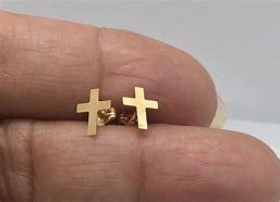 Image result for Gold Baptism Cross Earrings