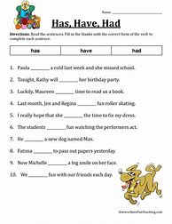 Image result for Have Had Worksheet Simple
