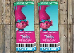 Image result for Trolls Movie Ticket Invitation