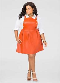 Image result for Plus Size Faux Leather Overall Dress