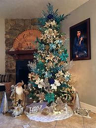 Image result for Christmas Bule Golden Tree