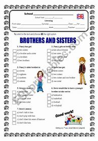 Image result for Sibling Relationship Worksheets