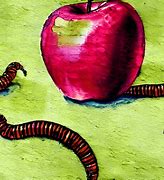 Image result for Watercolor Apple with Worm