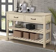 Image result for Console Table with Shelves and Drawers