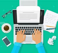 Image result for people write on papers with computer