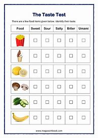 Image result for Five Senses Taste Worksheets