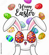 Image result for White Easter Bunny with Eggs Cartoon
