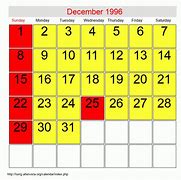 Image result for December 1996 Calendar
