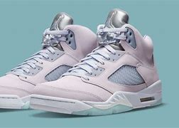Image result for Air Jordan 5 White Pink Blue