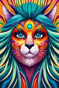Image result for Psychedelic Cat Art Love