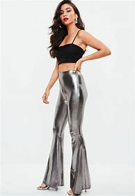 Image result for Silver Flare Metallic Pants