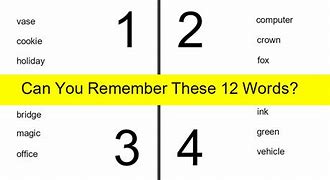 Image result for Printable Word List Memory Test