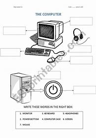 Image result for Computer Parts Worksheet for Kids