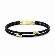 Image result for Leather and Gold Bracelet for Men