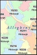 Image result for Pittsburgh Area Zip Code Map