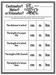 Image result for Show Me a Picture of Worksheet of Centimeter Meter Kilometer