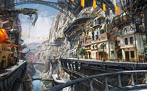 Image result for Futuristic Steampunk City