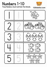 Image result for 1 10 Math Worksheets for Kindergarten