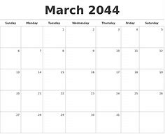 Image result for March 2044 Calendar