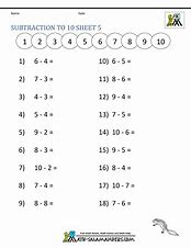 Image result for Subtraction Practice Sheets