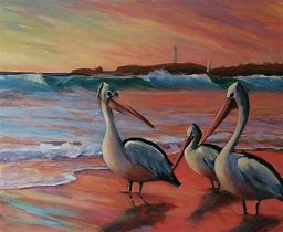 Image result for Pelican Artwork Sunset