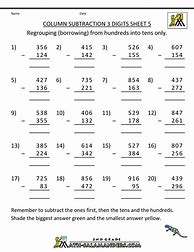 Image result for 5th Grade Math Subtraction Worksheets