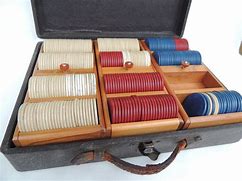 Image result for Vintage Wood Poker Chip Case