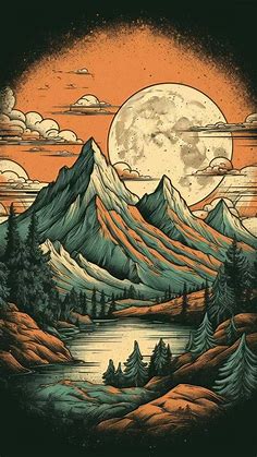 Moon Mountain Scene iPhone Wallpaper HD - iPhone Wallpapers