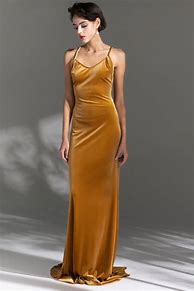 Image result for Long Sleeve Formal Mustard Yellow Velvet Dress
