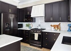 Image result for Shaker Style Kitchen Black Appliances