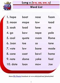 Image result for O Words List for Kids