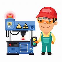 Image result for CNC Worker with Drawing in Cartoon