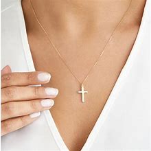 Image result for Vertical Gold Cross Necklace for Women