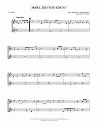 Image result for Mary Did You Know Clarinet Sheet Music