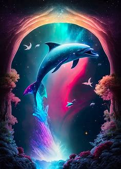 'Fantasy dolphin' Poster by PrintYourDigitals  | Displate