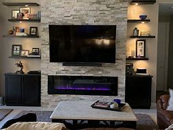 Image result for Living Room Electric Fireplace with Stone