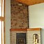 Image result for Stacked Stone Corner Fireplace